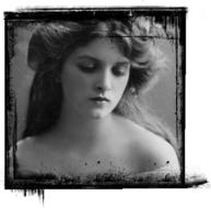 Black and white, vintage portrait of the lady, in black frame, at white background, clipart