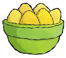 Eggs in a plate of green pattern