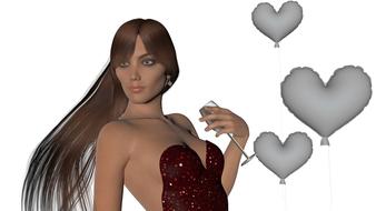 woman heart balloons