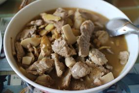 boiled meat in soup
