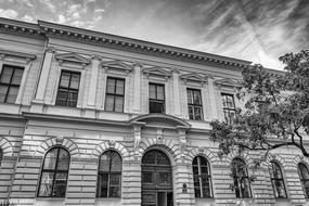 black and white photo of the building of the university of Austria