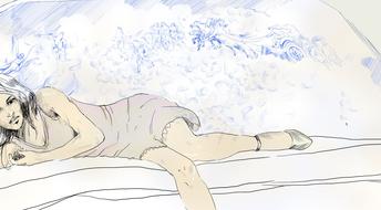 woman lying drawing