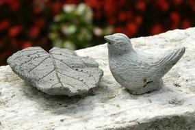 Bird and Leaf, small figurines close up