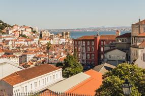 panoramic view of the city by the sea on a sunny day
