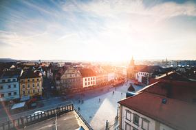 bright sunlight over the architecture of the old city