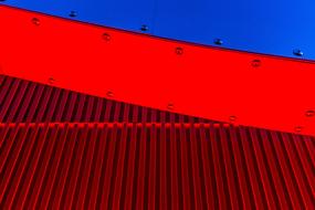 Red Blue Metal roof as background