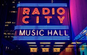 radio city as a sign on music hall
