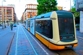 city tram on the street