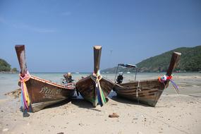 wooden boat with ribbons