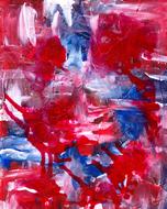 Mixed Media Art Painting red blue