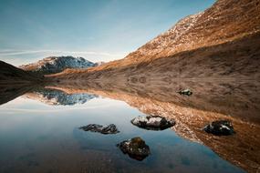 scenic landscape, Mountains at calm lake, Highland