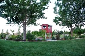 Country Life, Playhouse over playground, summer Landscape