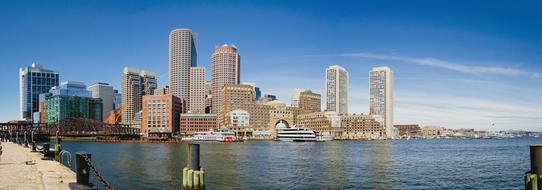 panoramic view of Buildings and water in City sky