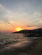 Bodrum beach at sunset