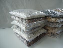 Colorful crushed stones in transparent bags in Brazil