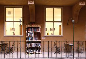 colored books in the closet