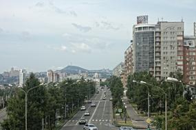 Krasnoyarsk Street and cars