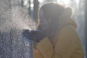 Snow Winter girl hands