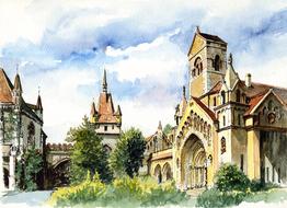 architecture budapest castle drawing