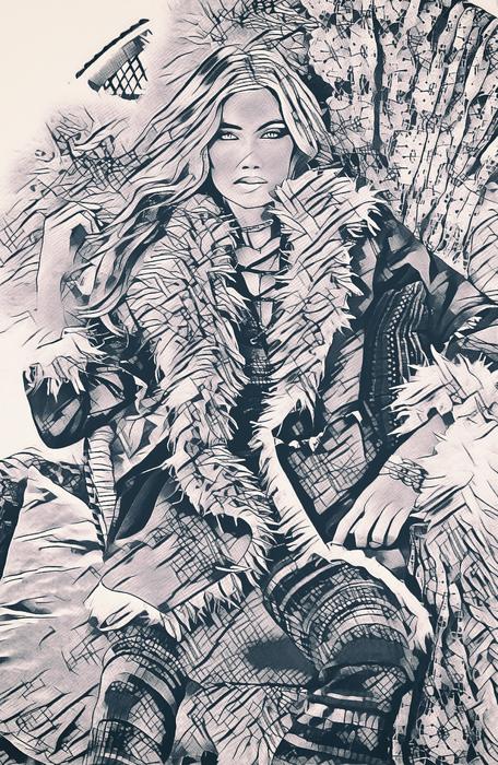woman model abstract drawing