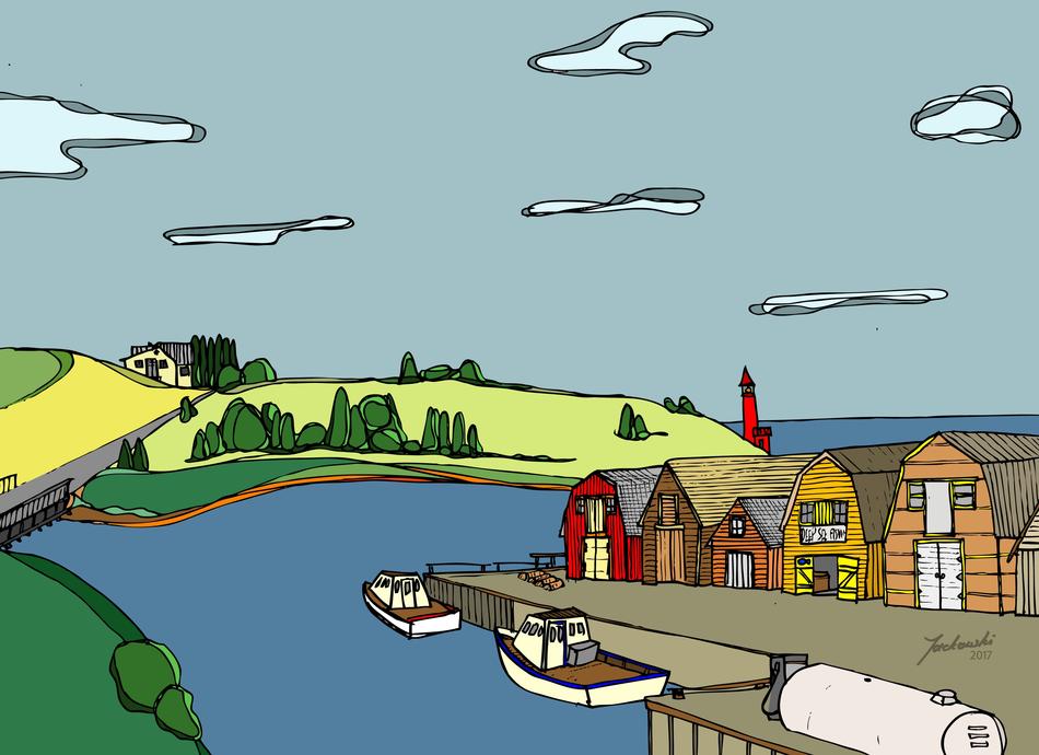 drawing of edward island port