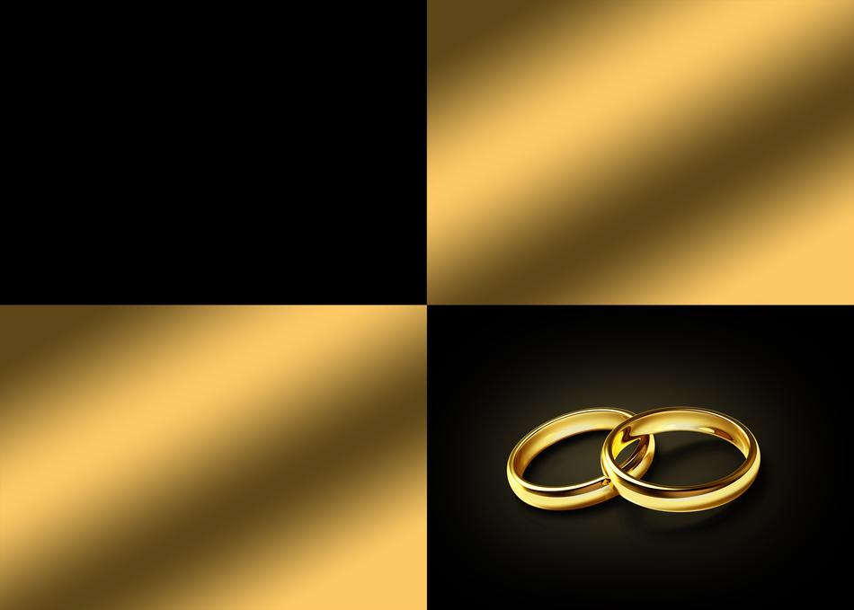 wedding rings at checkered background, greeting card