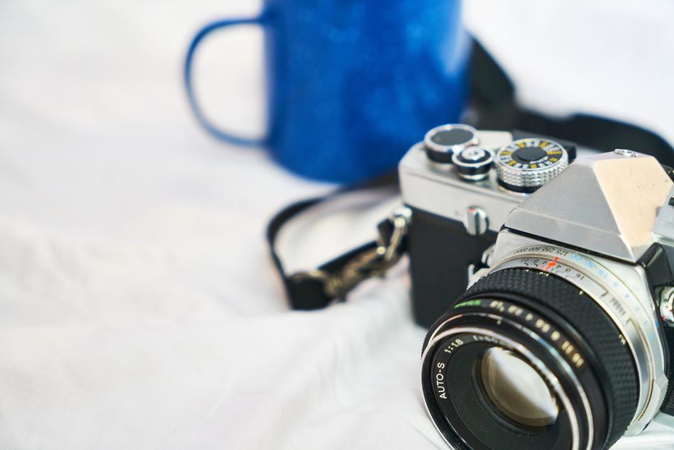 old camera on a white background
