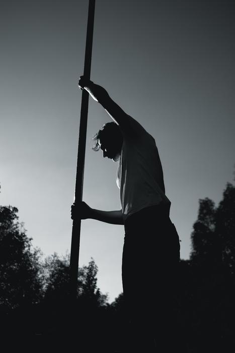 silhouette of man and trees