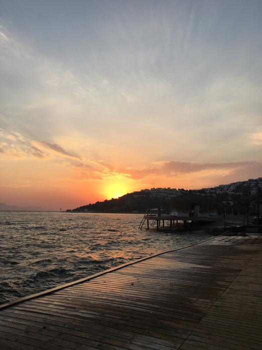 Bodrum beach at sunset