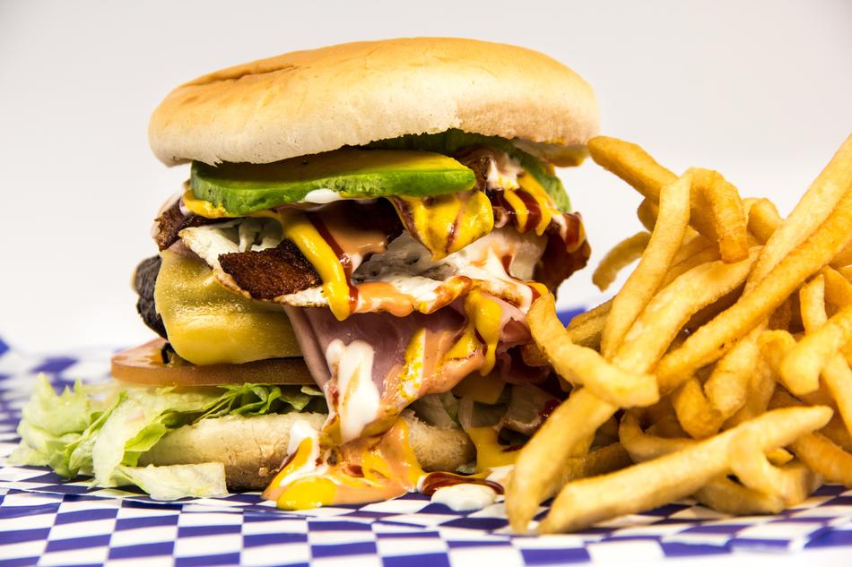 meat burger with potatoes