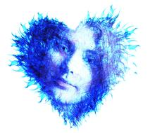 Girl face blue heart