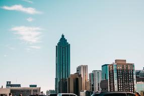 clear sky over modern urban architecture