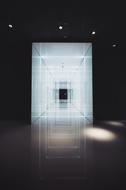 illuminated corridor in a building with a blurred background