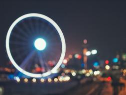 ferris wheel in city, Long Exposure