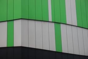 Green and white exterior of the building