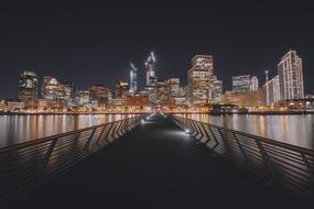 photo of the bridge going to the night metropolis