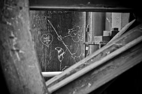 Graffiti Old Building black and white