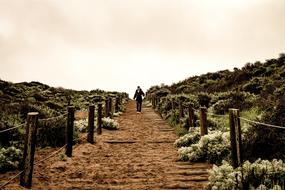 Man Walking alone road