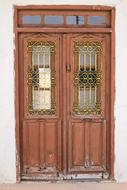 Door Brown Old wood with gold patterns