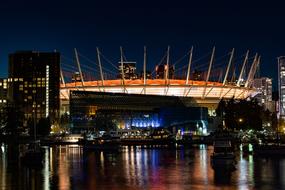 night skyline in Canada Vancouver