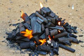 burning black coals