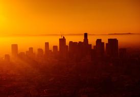 modern urban architecture in orange twilight