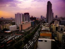 Bangkok Thailand Traffic pink sky