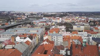brown roofs of houses in the city