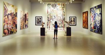 girl on Art Exhibition in Museum