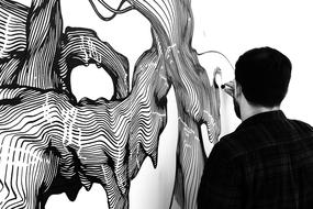artist and black and white graffiti