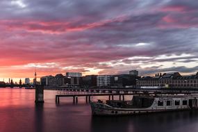 red pink Clouds Sky Building