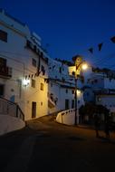 street Lamp in alley at Night, spain, Andalusia