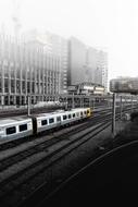 Beautiful view of the train station, with the train on the railway