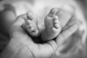Baby Feet Hand Black And White